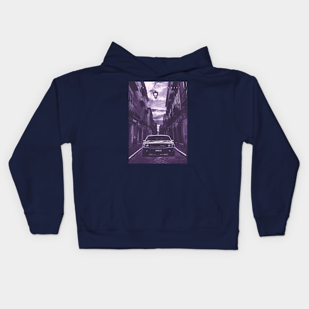 Classic Car in Purple scale Kids Hoodie by Alkahfsmart